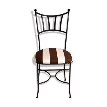 6 chaises en fer forgé et toile de transat
