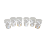 6 anciens verres droits motif plume h 7 cm