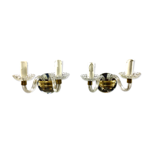 Paire d'appliques verre - cristal