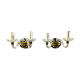 Paire d'appliques verre et cristal