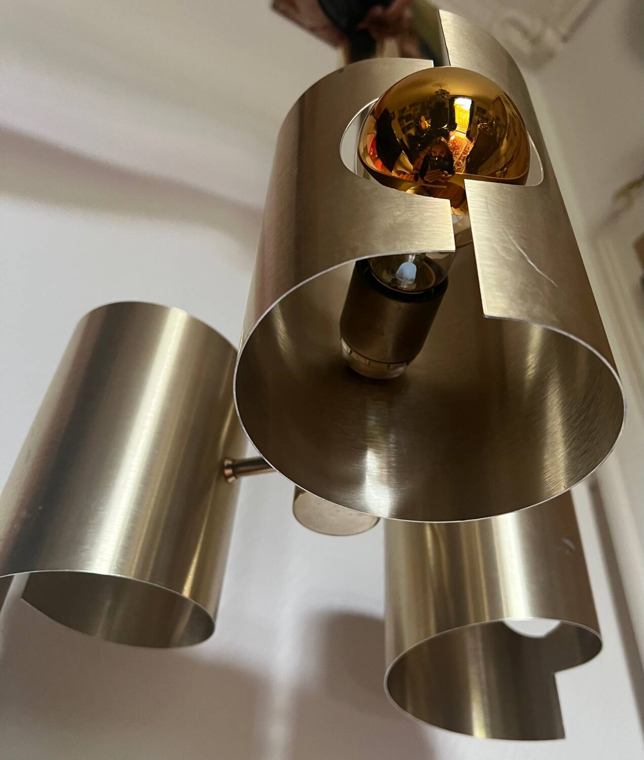 Lustre/suspension space age vintage 1970 alu brosse doree