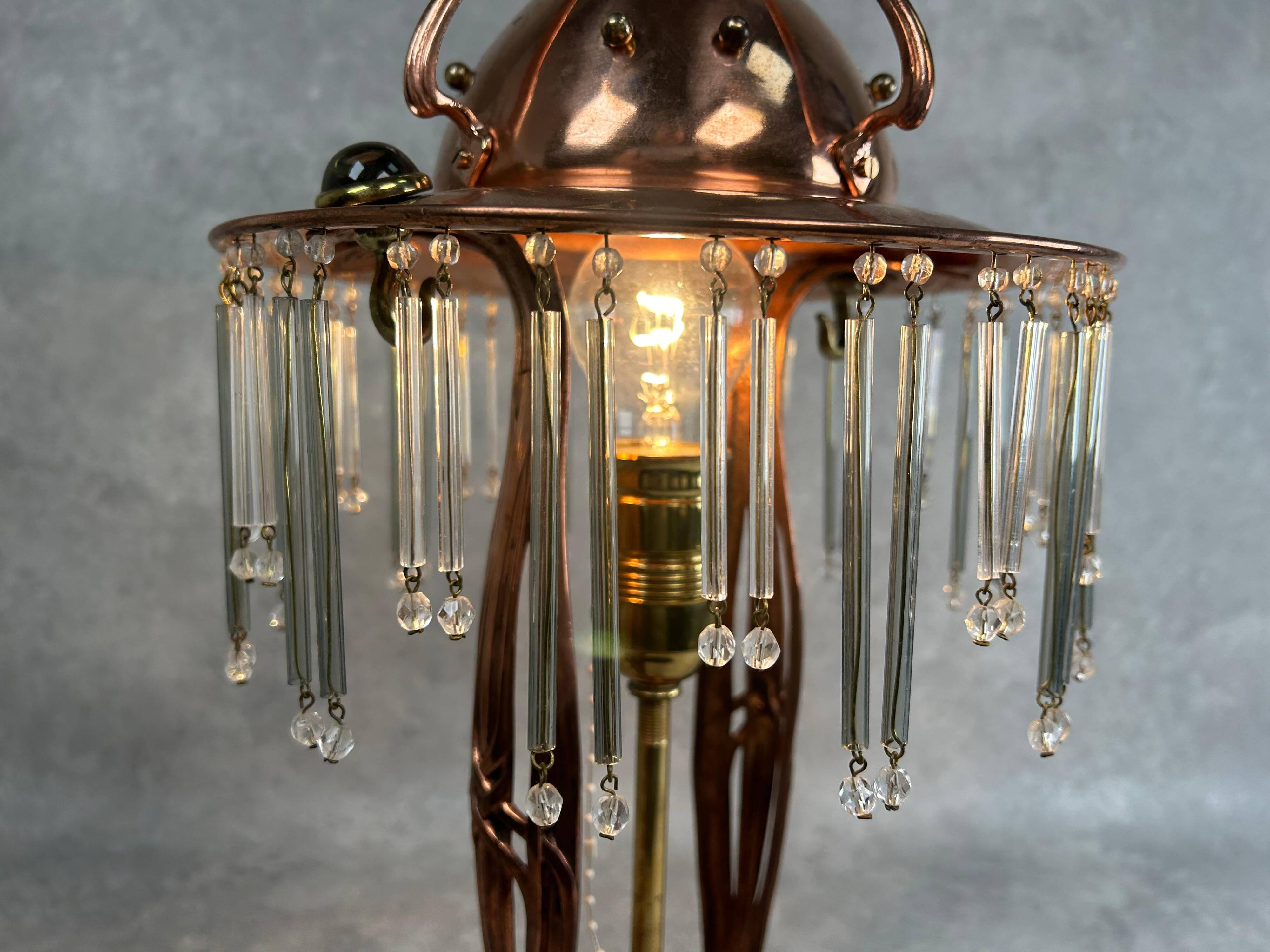 Lampe de table Jugendstil en cuivre