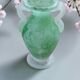 Small green Murano vase with handles – blown glass - "scavo" type