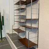 Thong shelves on foot steel and vintage wood