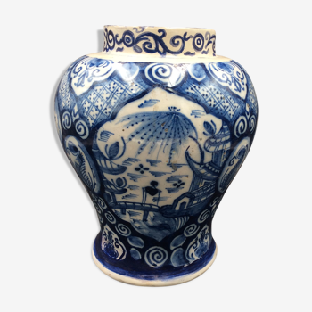 Delfts dutch atelier le paon xviiiè vase faïence restaure - antique vase 18thc