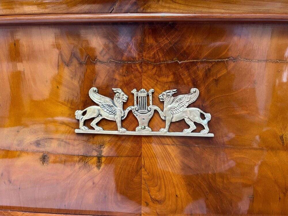 Biedermeier Cherry Wall Mirror with Brass Decor, South Germany, 1820s