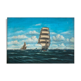 Painting "Sailing ship at sea".