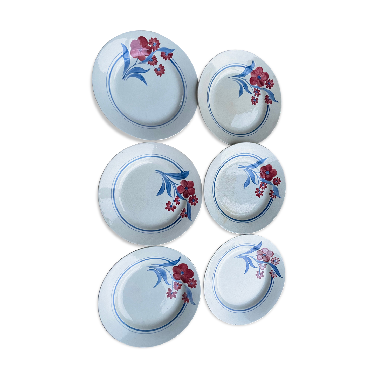 6 porcelain dessert plates from Gien pontoise