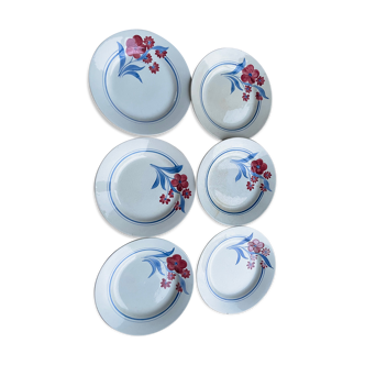 6 porcelain dessert plates from Gien pontoise