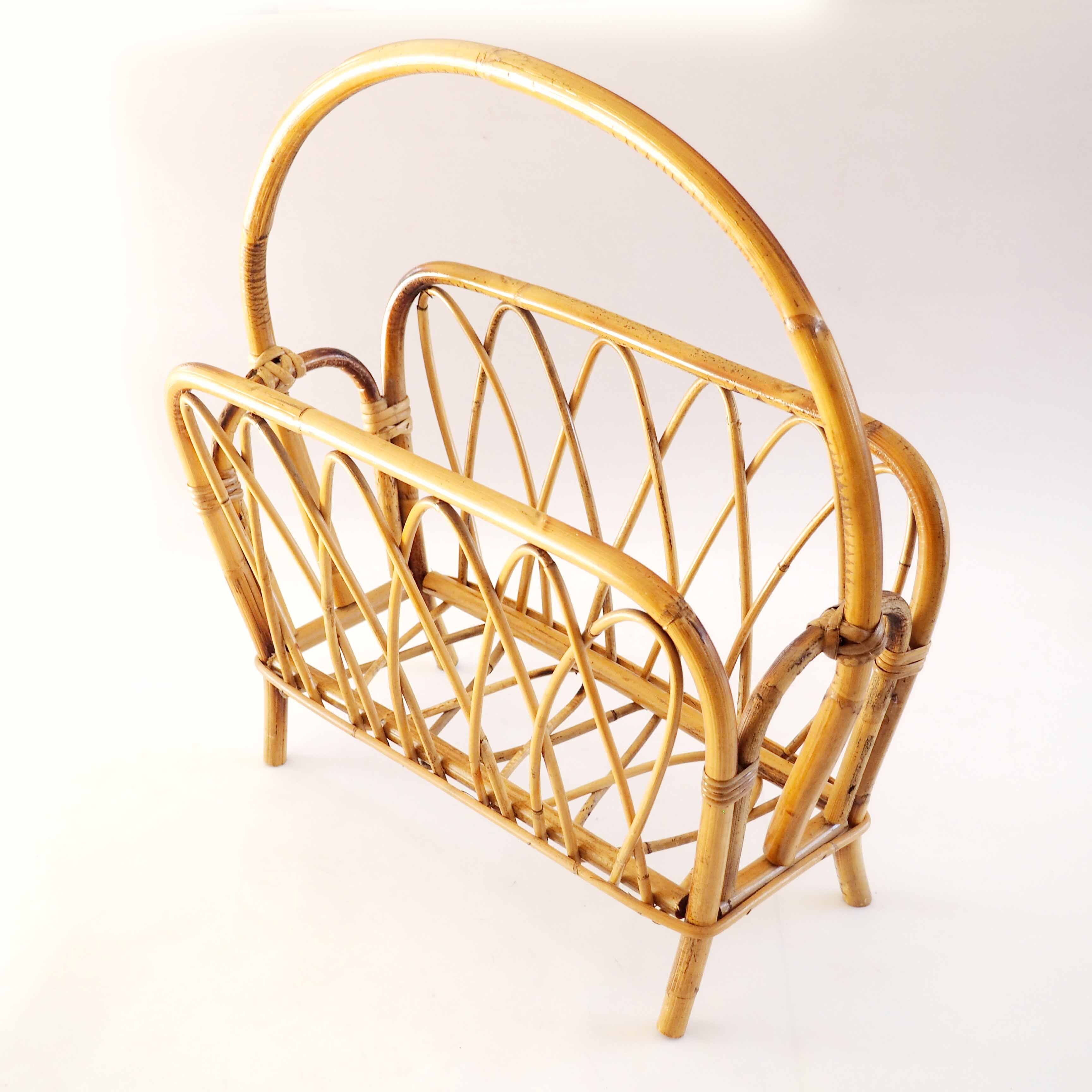 Rattan magazine holder