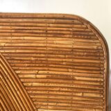 Rattan coffee table with sailboat decor from the 60s