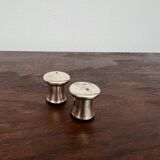 Duo salière et poivrier en forme de champignon en métal argenté