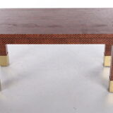 Harrison Van Horn Raffia and Brass Rectangle Coffee Table, 1970