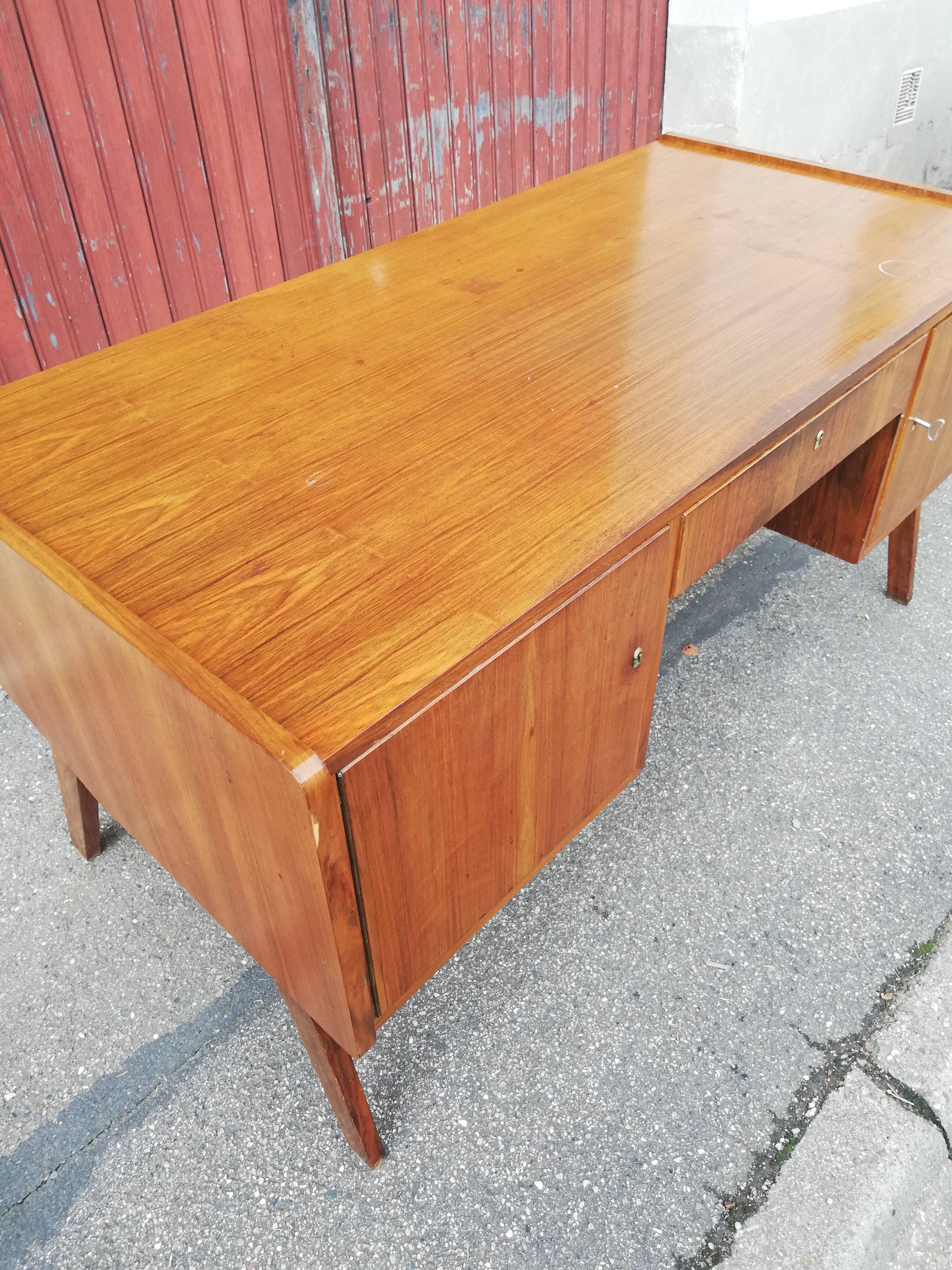 Vintage desk 2 doors 1 drawer compass feet