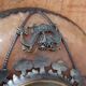 Vintage Oriental Stone Bowl with Metal Dragon and Phoenix Decorations