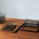 Danish Modern Serving Set Teak Tray With Glass Bowls