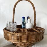 Bar basket or plant holder in woven wicker