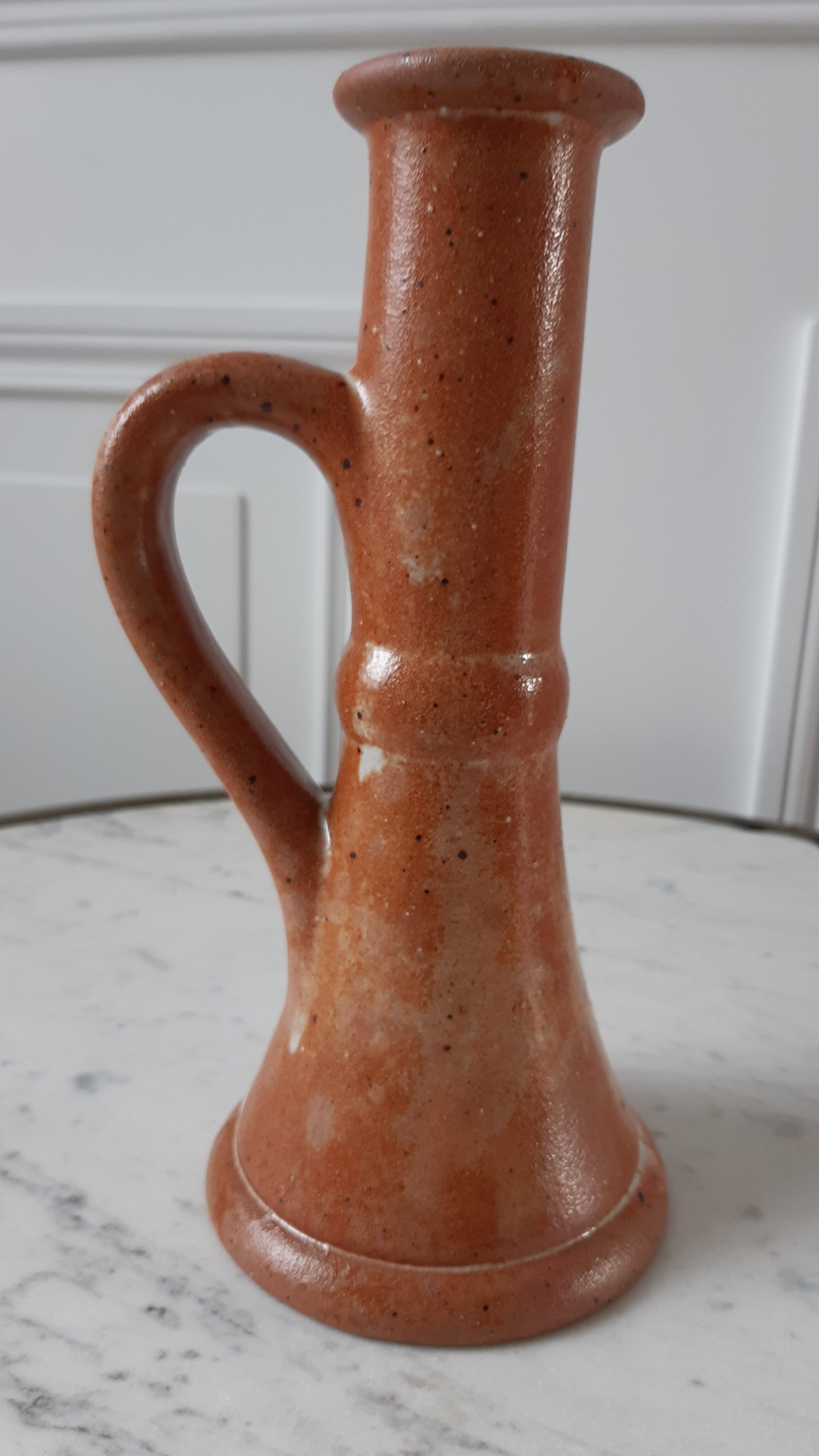 70s stoneware candle holder