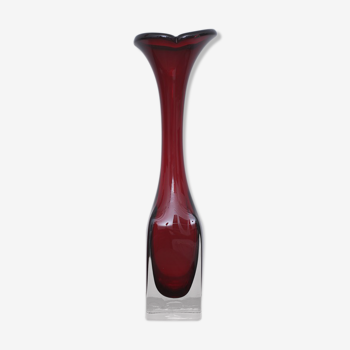 Vase verre rouge et transparent