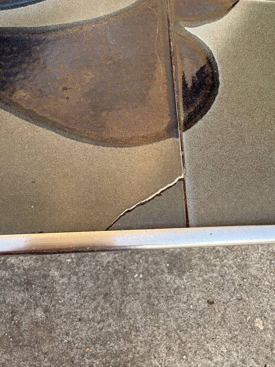 Vintage 1970s ceramic tile coffee table with chrome legs.