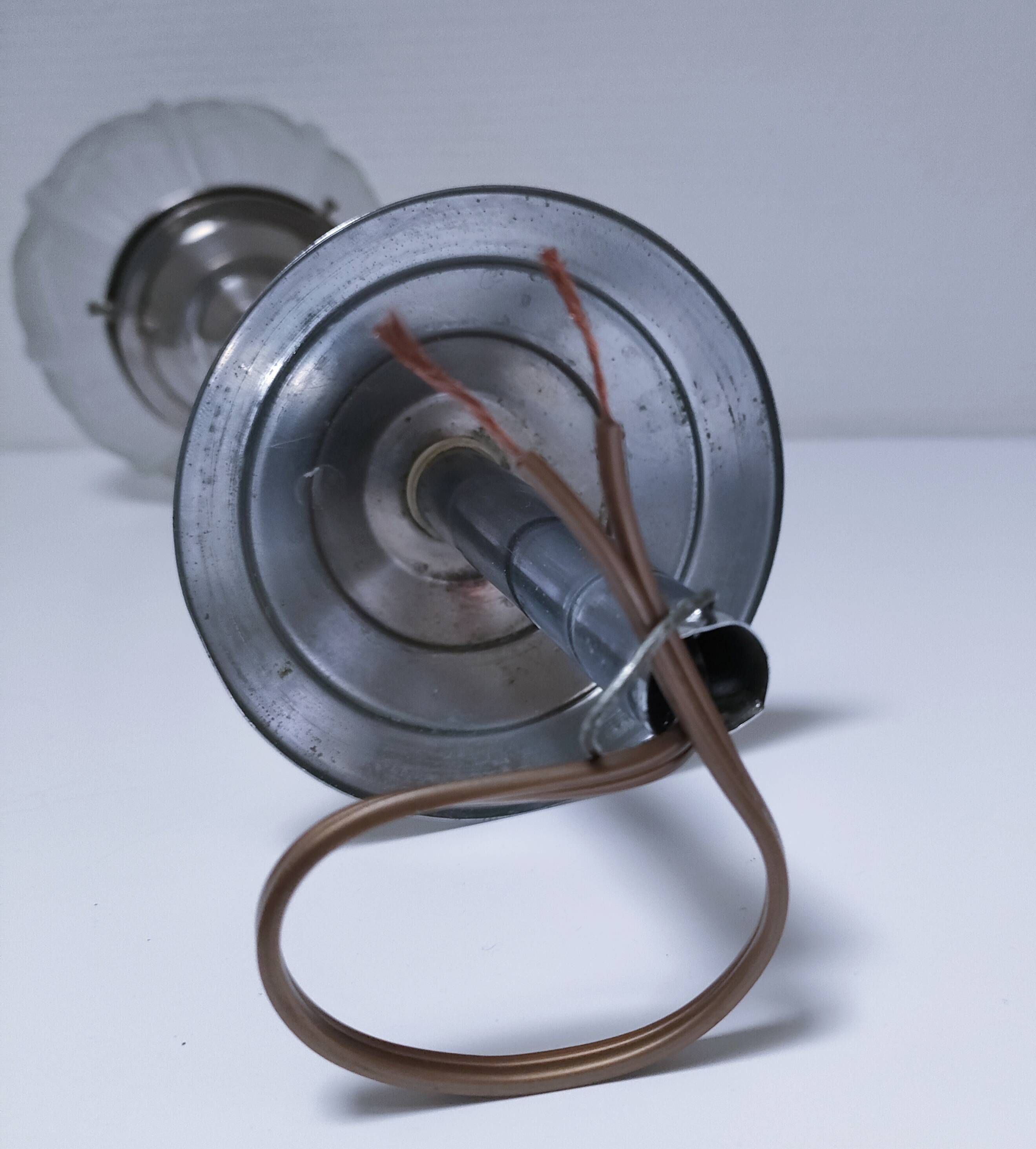 art deco pendant light with molded glass and chrome-plated metal frame