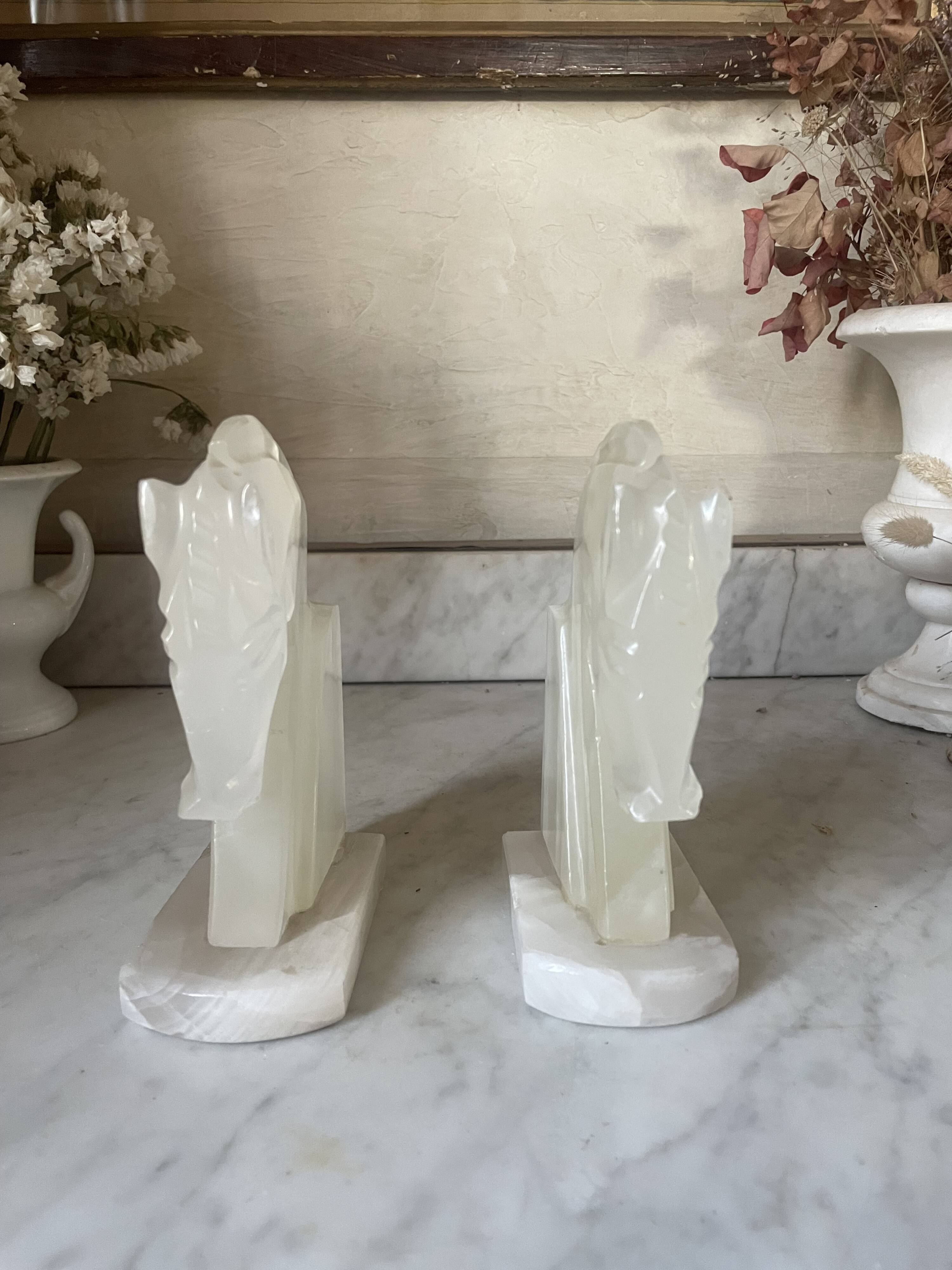 Pair of onyx horse head bookends