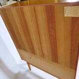 Elm wood highboard with display cabinet, 1960s