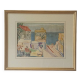 Aquarelle "Tibériade" d'Anna Weingrün-Lieblich (1904-1994).