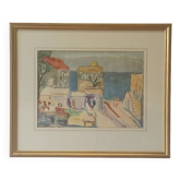 Aquarelle "Tibériade" d'Anna Weingrün-Lieblich (1904-1994).