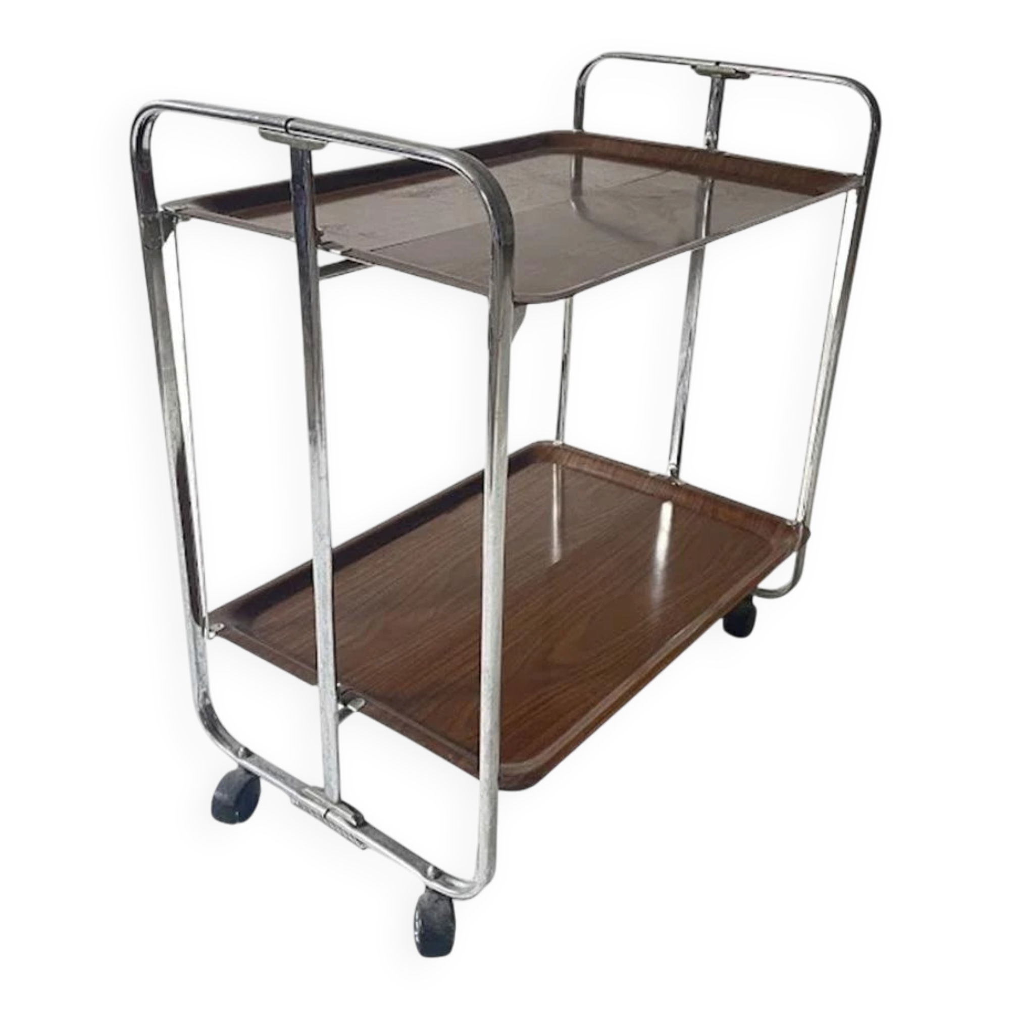 Chrome Midcentury folding service trolley, Germany 1950s