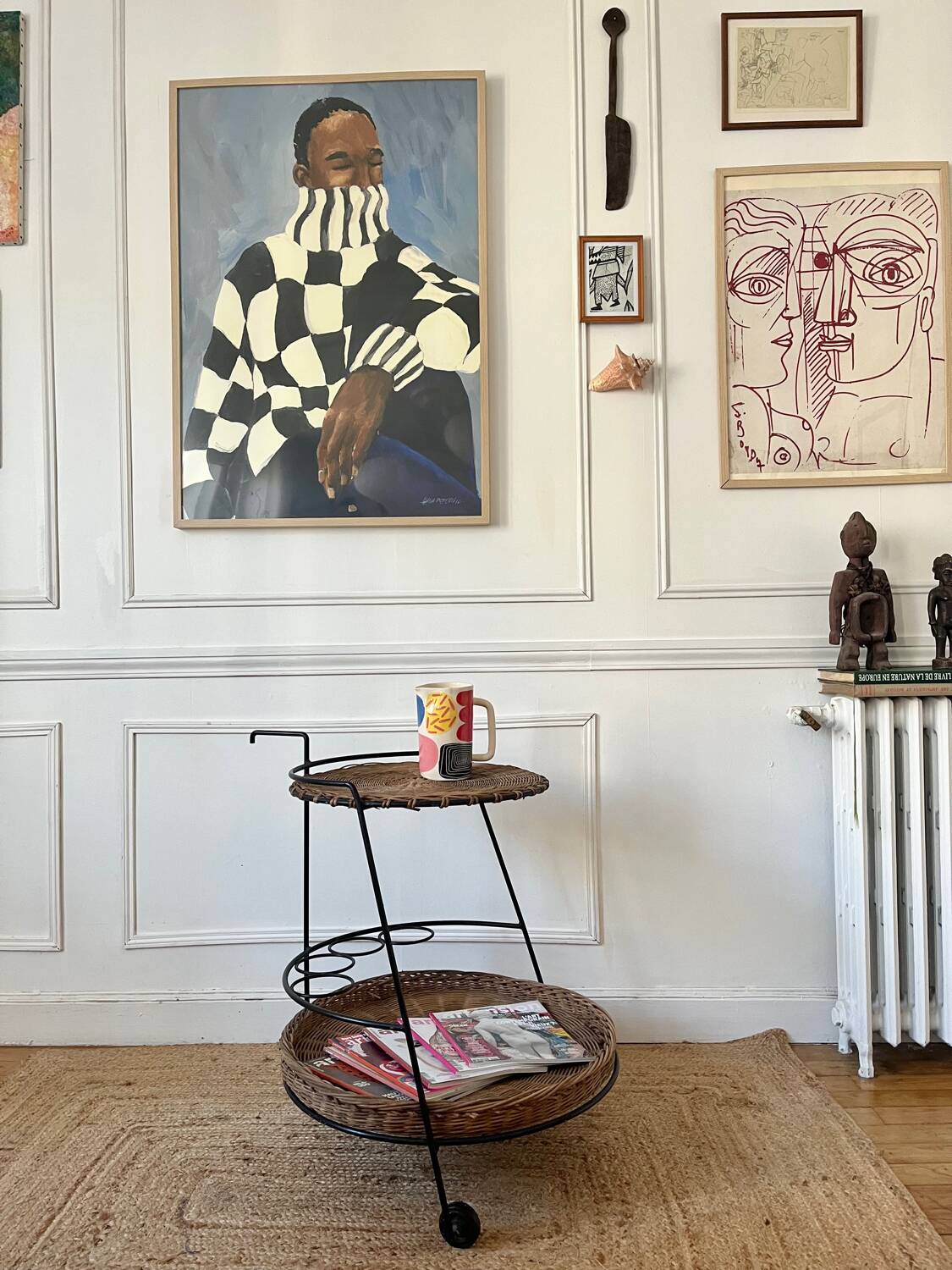 Metal and rattan dessert table Raoul Guys for Airborne 1950