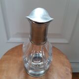 Ancienne carafe canard en cristal et étain