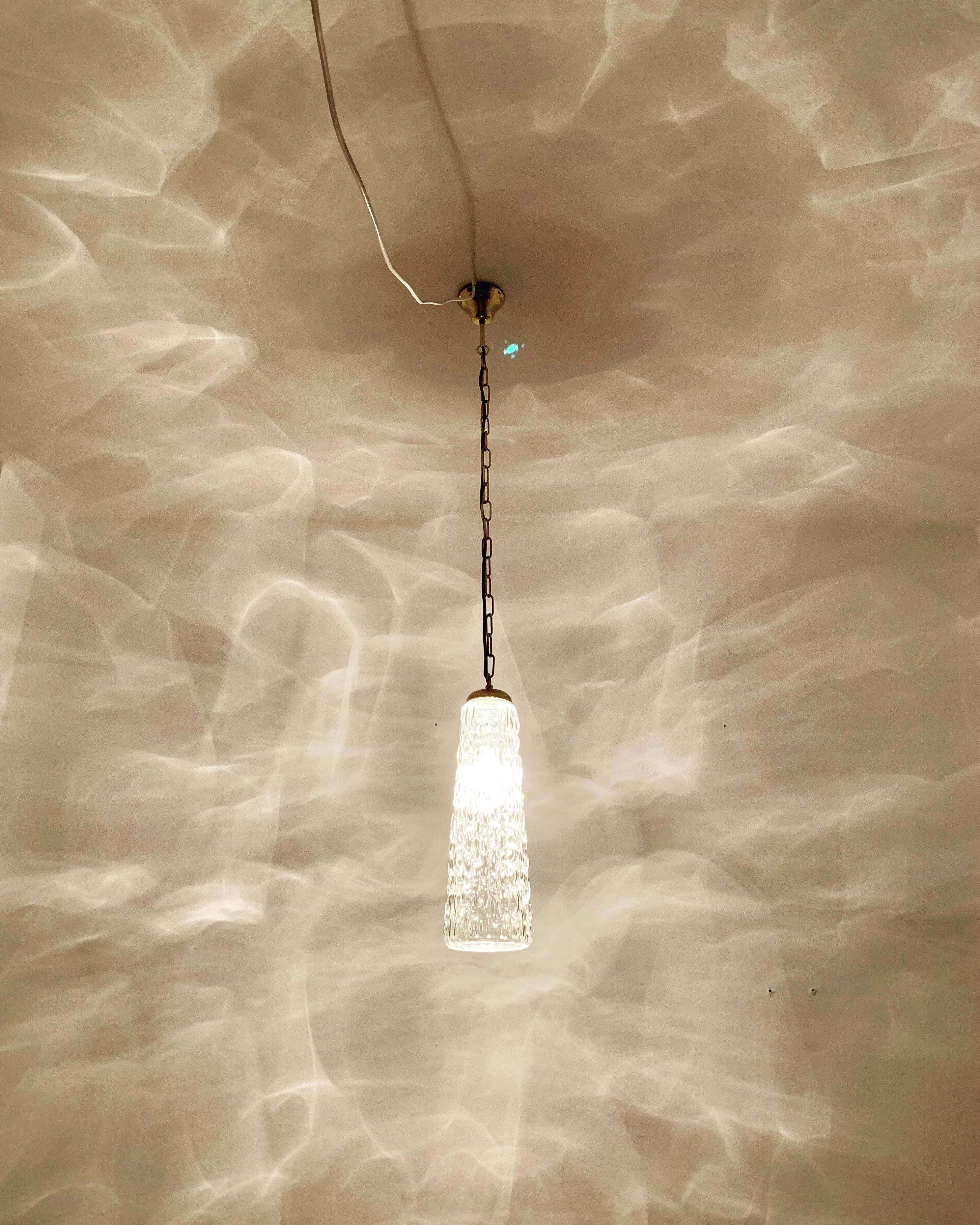 Ensemble de 4 lampes suspendues en verre cristal