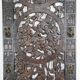 African door in carved wood and bronze of village chief Baboun, Cameroon, early 20th century