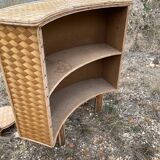 Bar and stools in rattan and chestnut