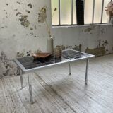 Table basse chrome et carrelage années 50