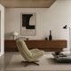 Green swivel Scandinavian armchair