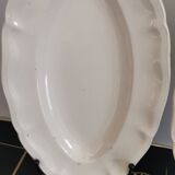 2 oval raviers Sarreguemines solid ivory color