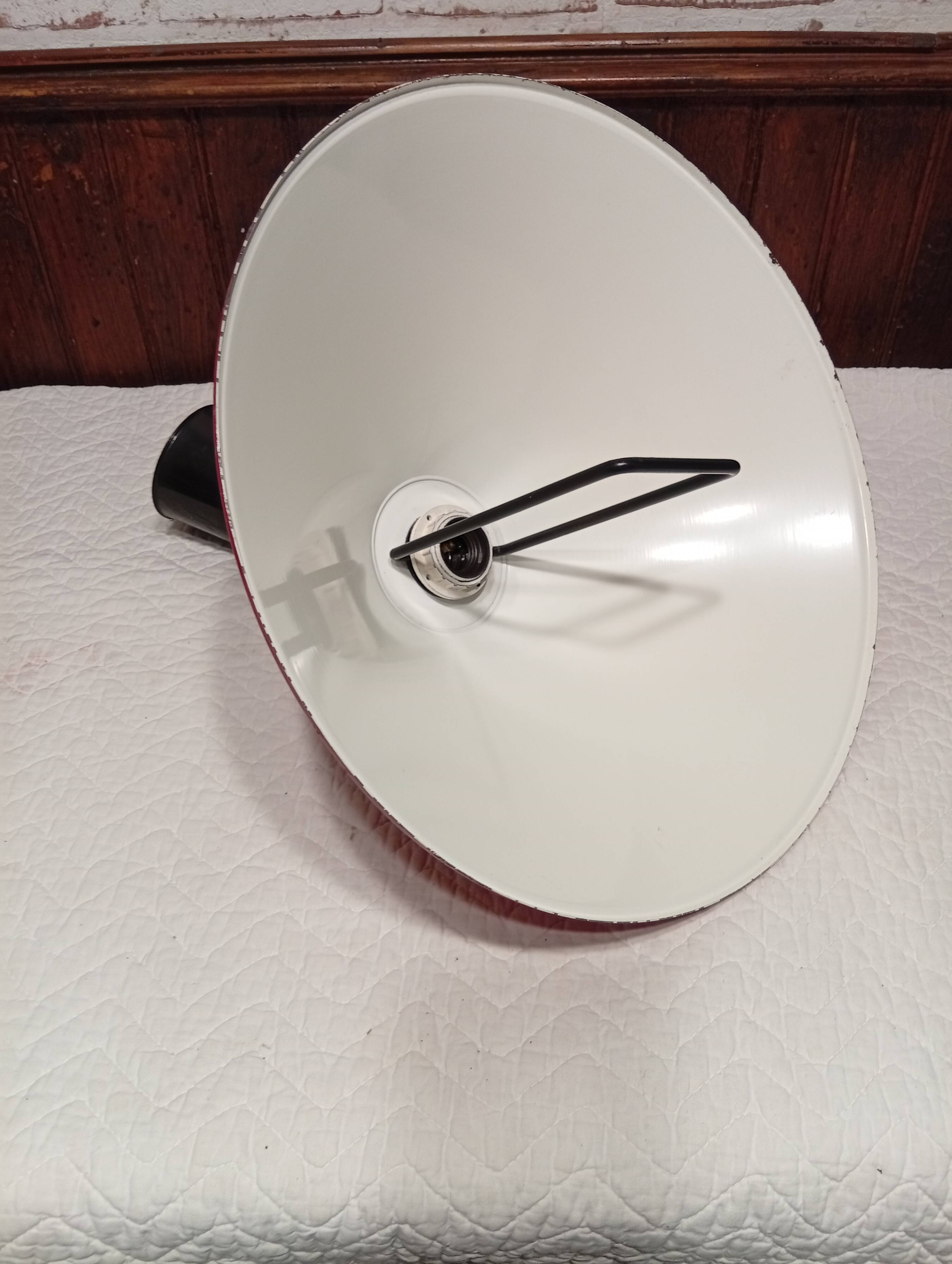 Vintage up and down pendant light in red and white lacquered metal