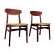 Paire de chaises danoises en teck et corde tressé