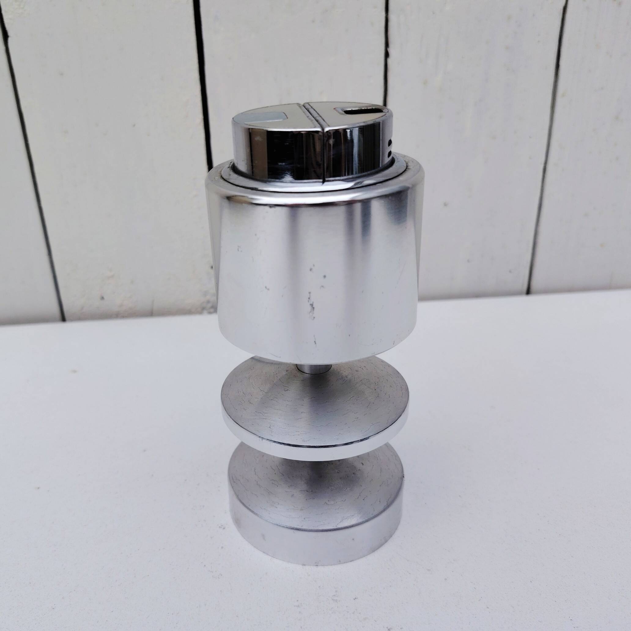 70s design brushed aluminum table lighter