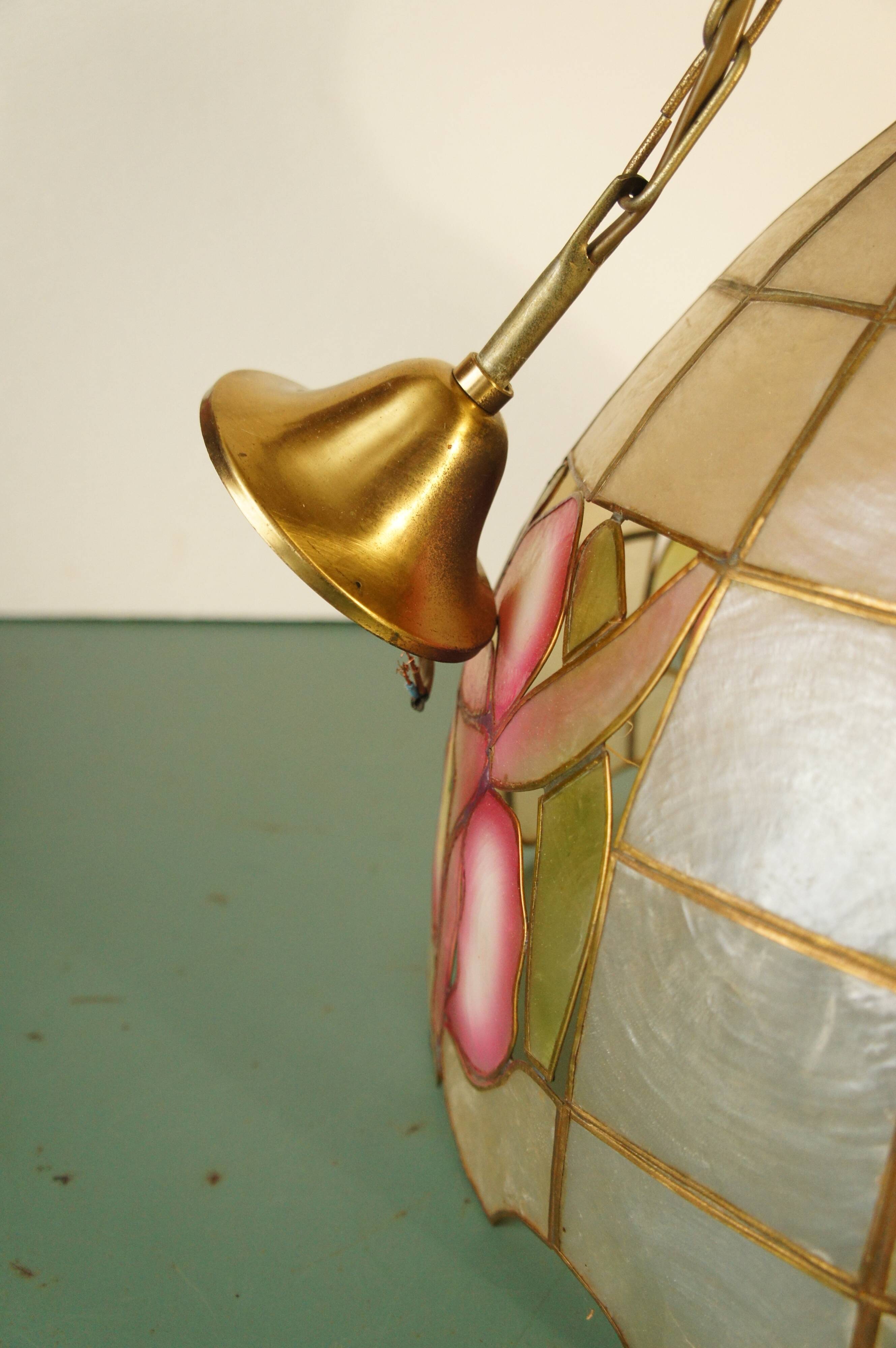 Mother-of-pearl suspension from Capiz & brass