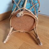 Wicker worker round basket with work, knitting