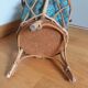 Wicker worker round basket with work, knitting
