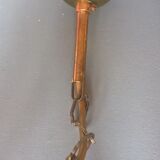 Lantern cage two lights translucent cylindrical glass and three-foot brass - classic style