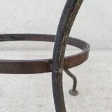 Antique bidet in enamelled sheet metal with wrought iron support