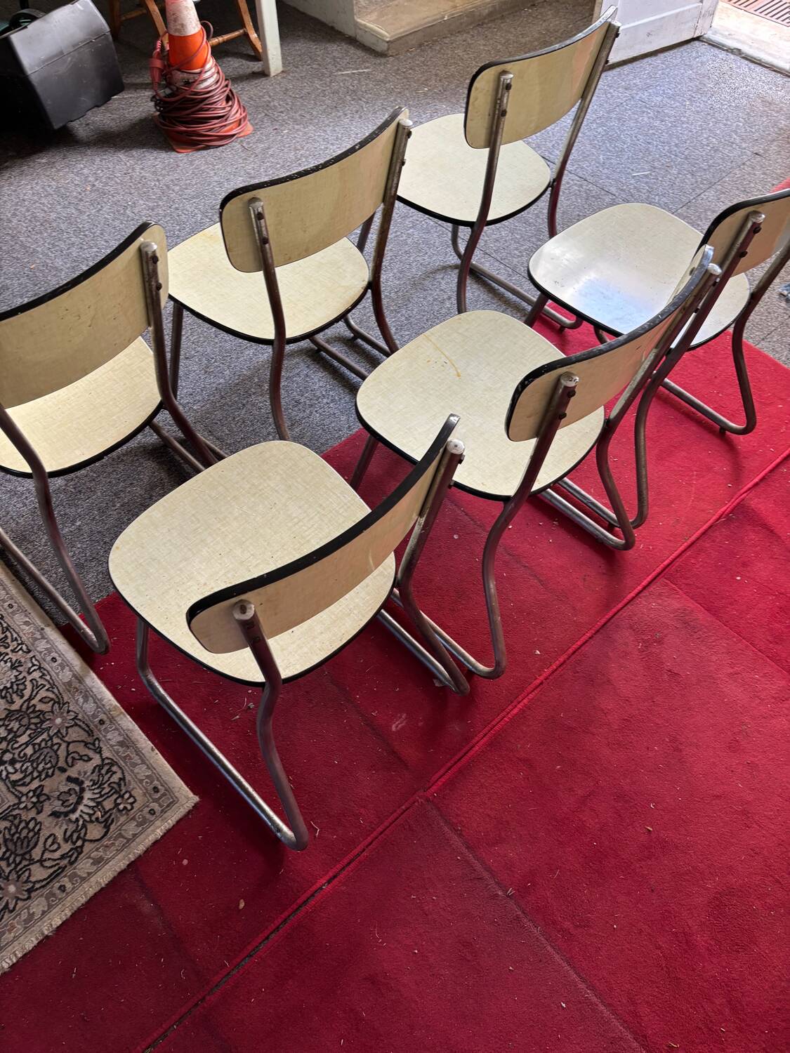 6 vintage design Formica and stainless steel chairs