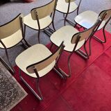 6 vintage design Formica and stainless steel chairs