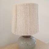 Vintage enamelled stoneware lamp with rope lampshade