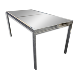Rectangular table with chrome mirror glass 1970s vintage